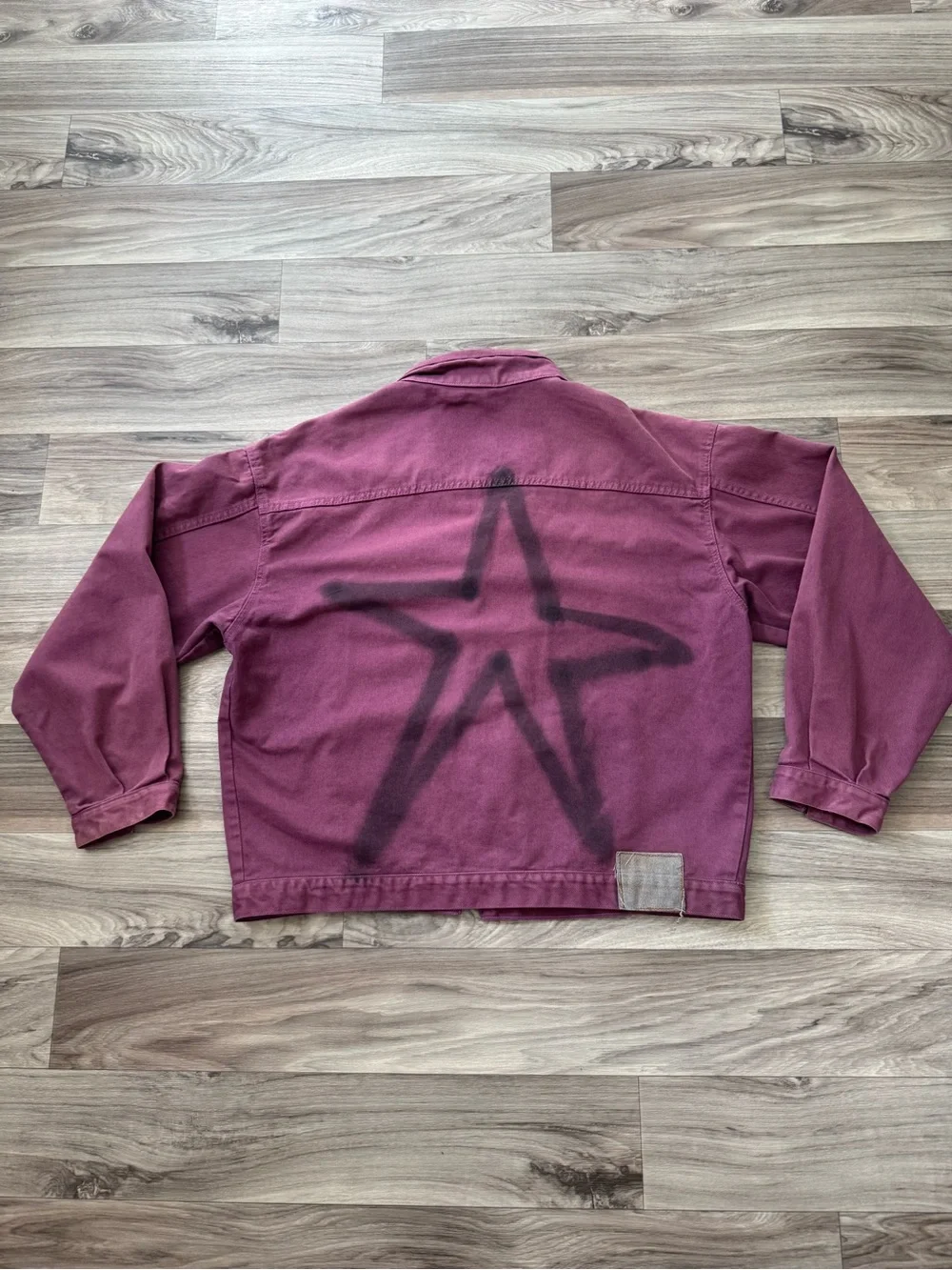 Vintage Overdyed Burgundy Purple Denim Trucker Jacket 100% Cotton Size L/XL